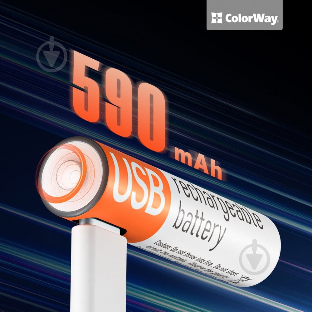 Батарея аккумуляторная ColorWay USB-С 590 мАч 1.5В AAA (мизинчиковые) 2 шт. (CW-UBAAA-09) - фото 10