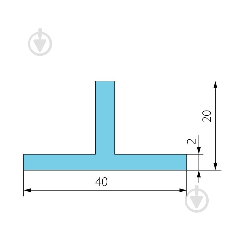 Тавр 40х20х2,0 мм б/п на метраж серебро - фото 2
