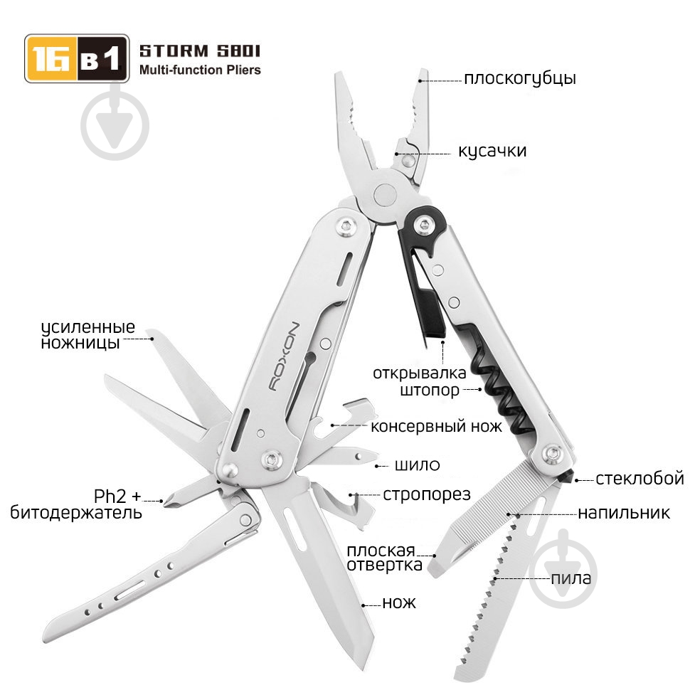 Мультитул Roxon Storm 16 функцій S801S - фото 3