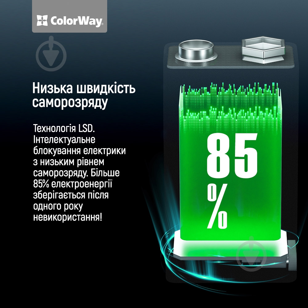 Аккумулятор ColorWay Крона USB-С 390 мАг 9В (Li-Polymer) 6LR61 1 шт. (CW-UB9V-06) - фото 12