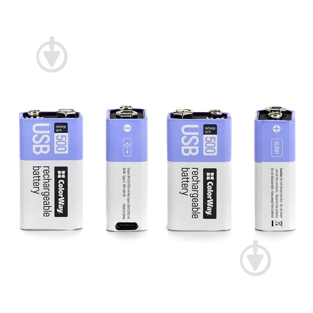 Аккумулятор ColorWay Крона USB-С 390 мАг 9В (Li-Polymer) 6LR61 1 шт. (CW-UB9V-06) - фото 3