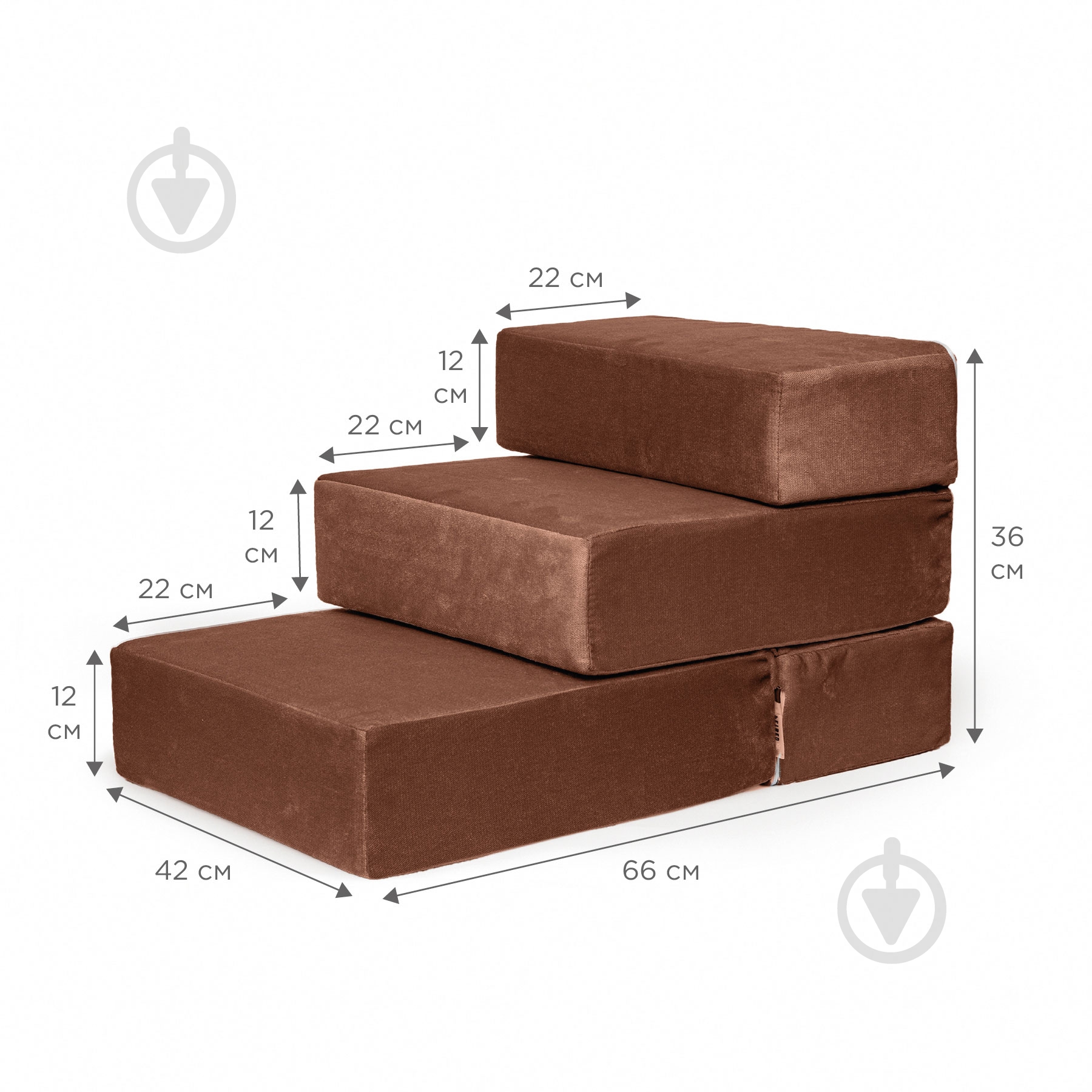 Ступени широкие PETBED 66х42 см h-36 см велюр коричневый - фото 6