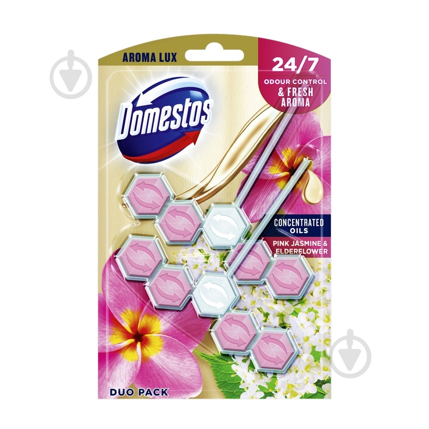 Туалетный блок Domestos Арома Люкс Свежесть розового жасмина и бузины 68789115 - фото 2