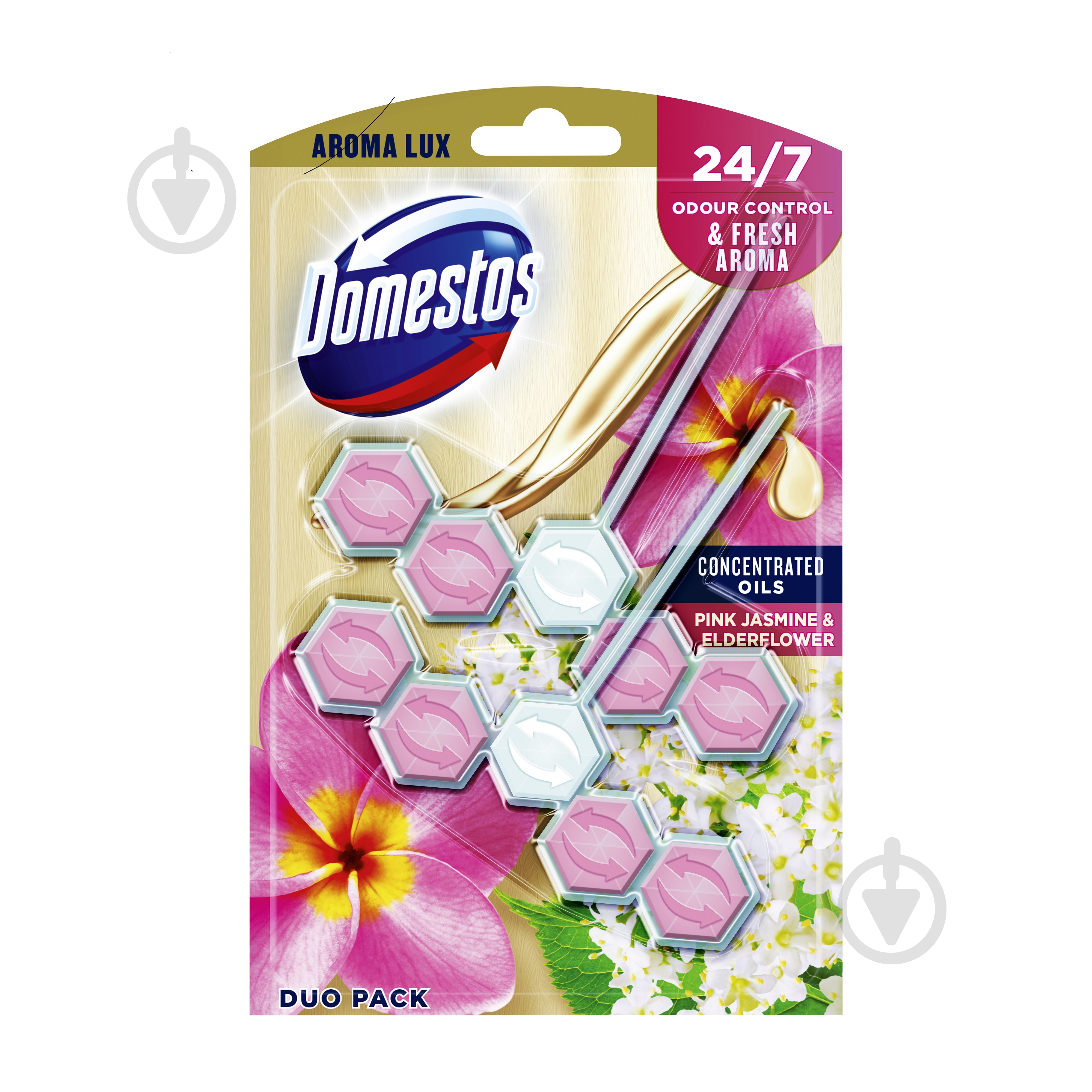 Туалетный блок Domestos Арома Люкс Свежесть розового жасмина и бузины 68789115 - фото 1