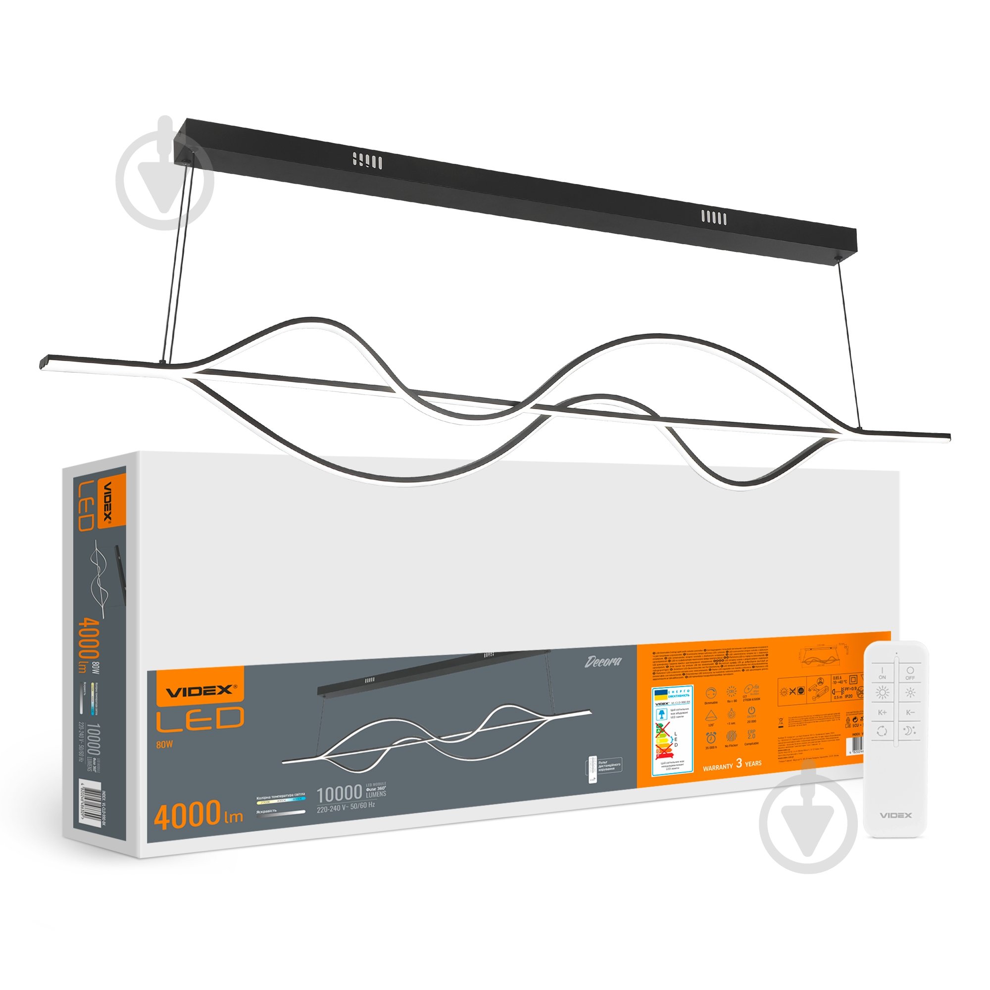 Люстра подвесная Videx DECORA 1x80 Вт черный 28281 - фото 2