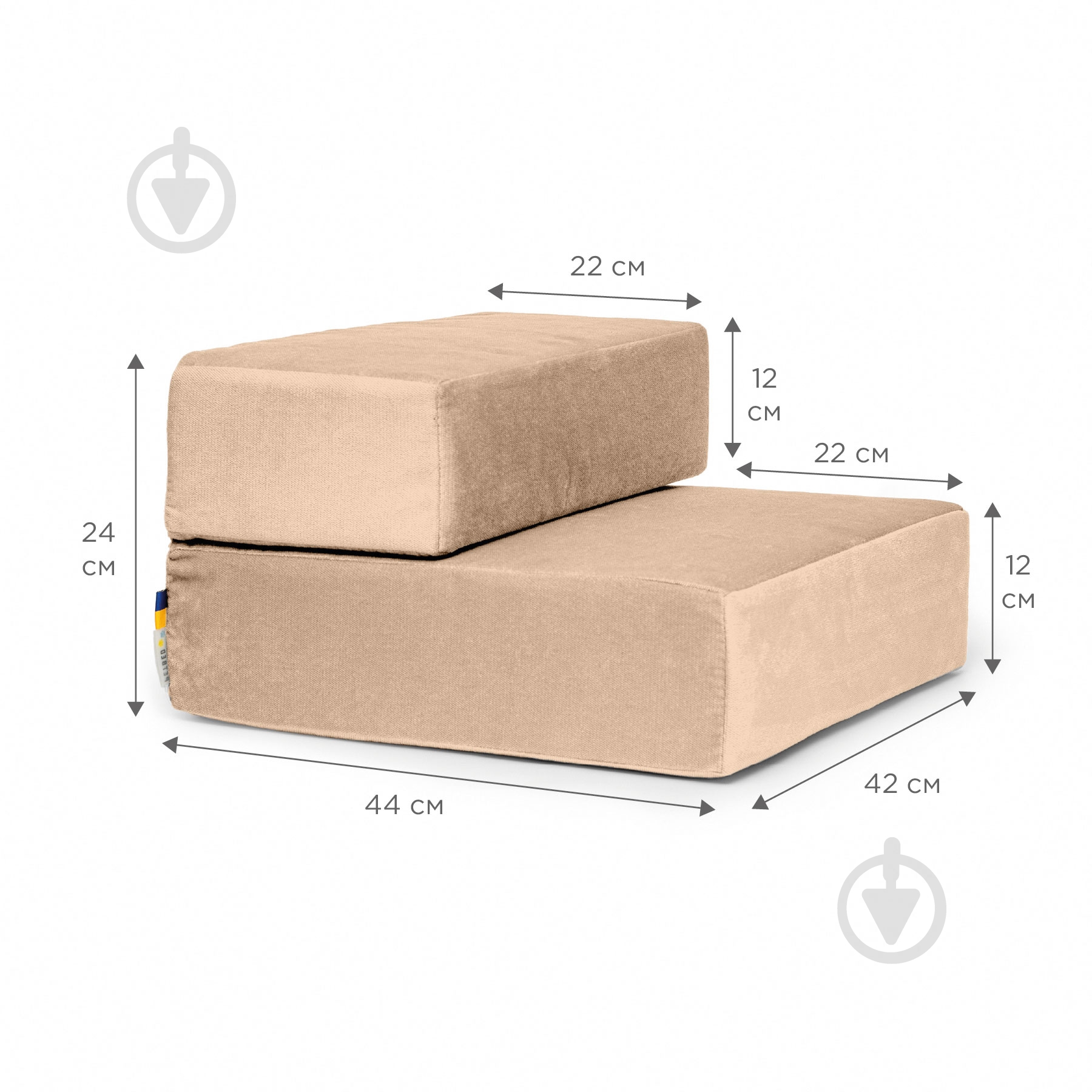 Ступени мягкие PETBED 44х42 см h-24 см велюр бежевый - фото 2 Ступени мягкие PETBED 44х42 см h-24 см велюр бежевый - фото 2