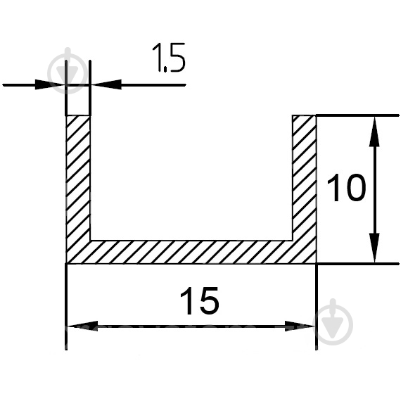 Швеллер алюминиевый 15x10x1,5 мм на метраж серебро - фото 2 Швеллер алюминиевый 15x10x1,5 мм на метраж серебро - фото 2
