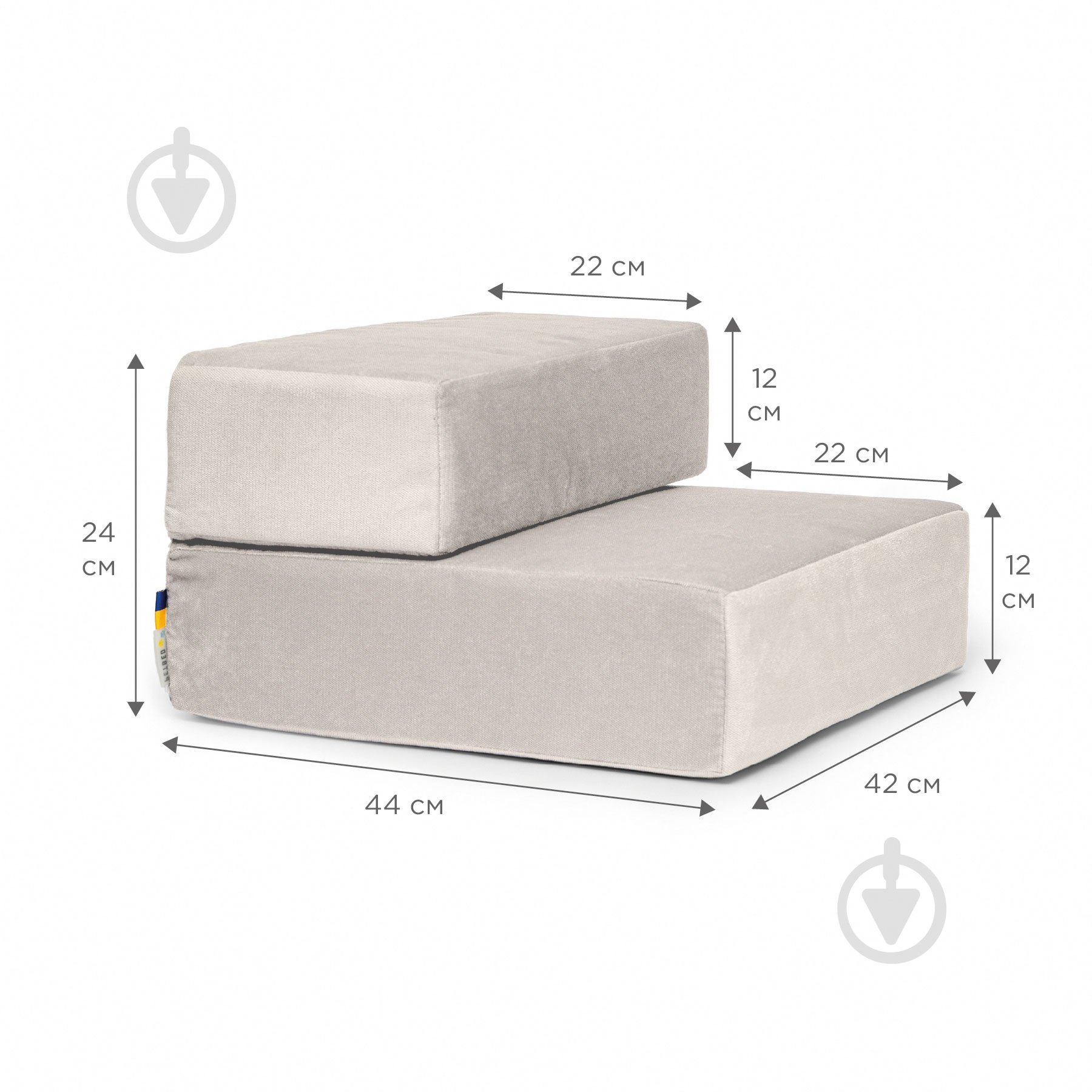 Сходинки м'які PETBED 44х42 см h-24 см велюр сірий - фото 2 Сходинки м'які PETBED 44х42 см h-24 см велюр сірий - фото 2