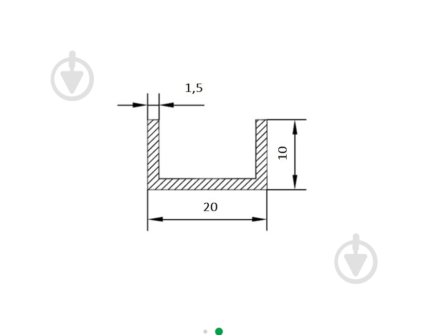 Швеллер алюминиевый 20x10x1,5 мм гладкий анодированое серебро - фото 2