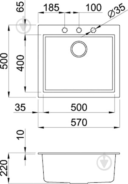 Мойка для кухни ELLECI Q 105 on top nero 40 - фото 2 Мойка для кухни ELLECI Q 105 on top nero 40 - фото 2