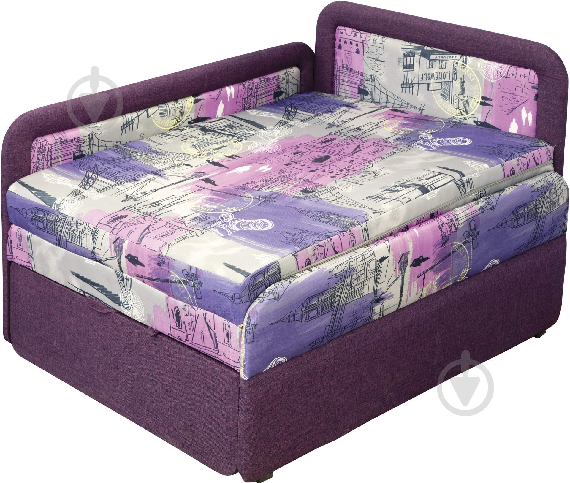 Тахта Берегиня Маріо права місто фіолетовий 970x750x660 мм - фото 1 Тахта Берегиня Маріо права місто фіолетовий 970x750x660 мм - фото 1