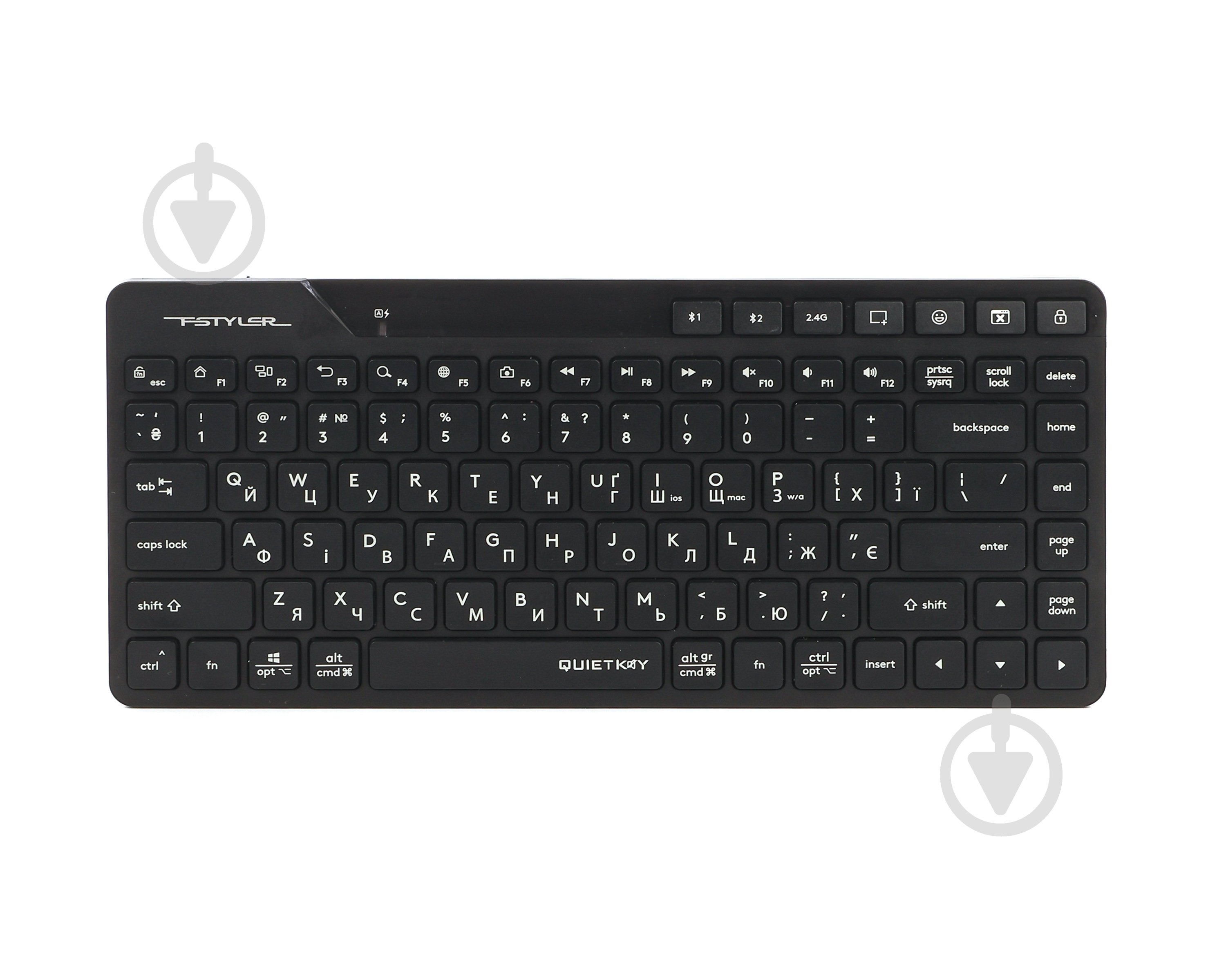 Клавіатура бездротова A4Tech (FBK26C AS (Black)) Bluetooth+2.4 ГГц black - фото 1 Клавіатура бездротова A4Tech (FBK26C AS (Black)) Bluetooth+2.4 ГГц black - фото 1