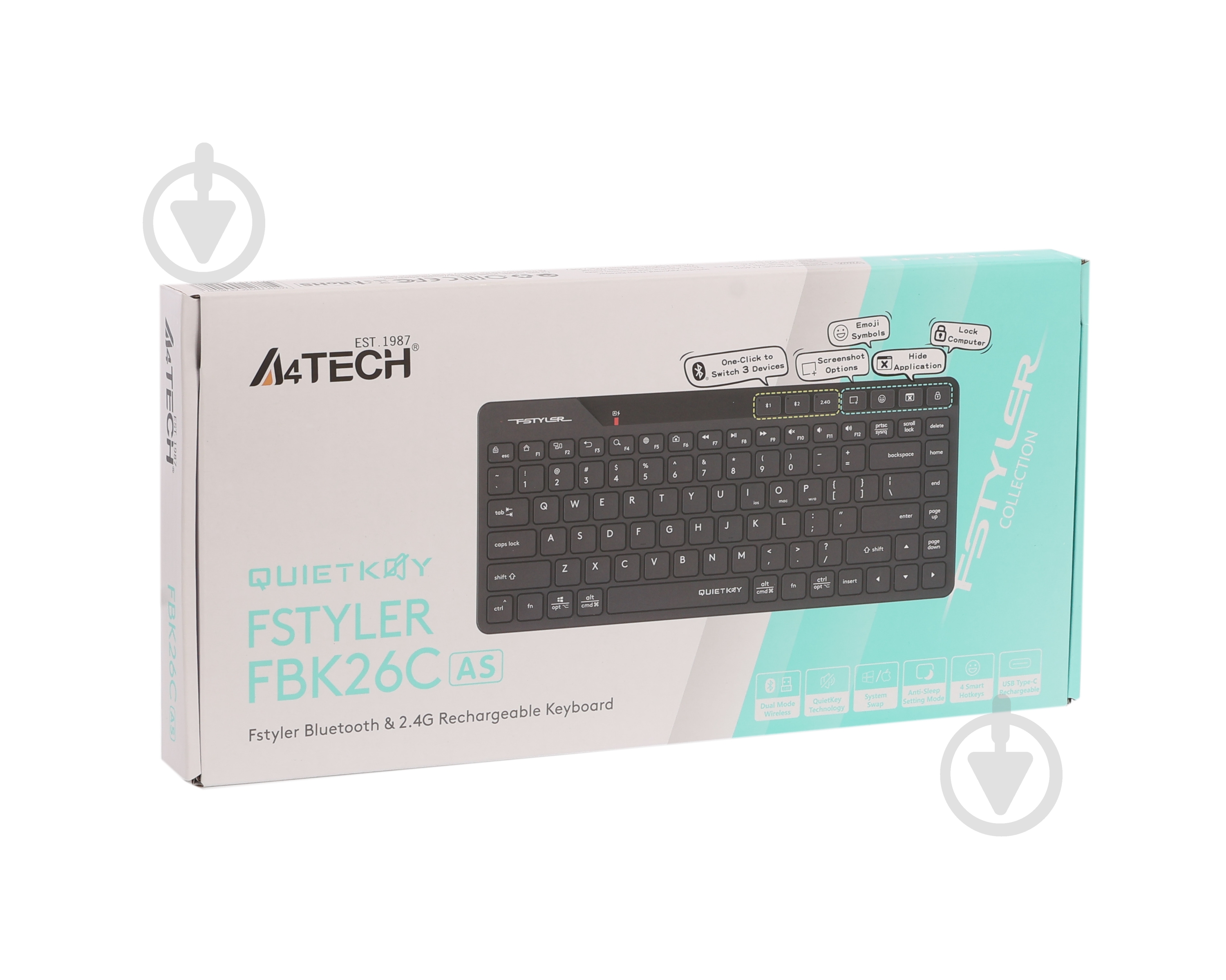 Клавіатура бездротова A4Tech (FBK26C AS (Black)) Bluetooth+2.4 ГГц black - фото 7 Клавіатура бездротова A4Tech (FBK26C AS (Black)) Bluetooth+2.4 ГГц black - фото 7