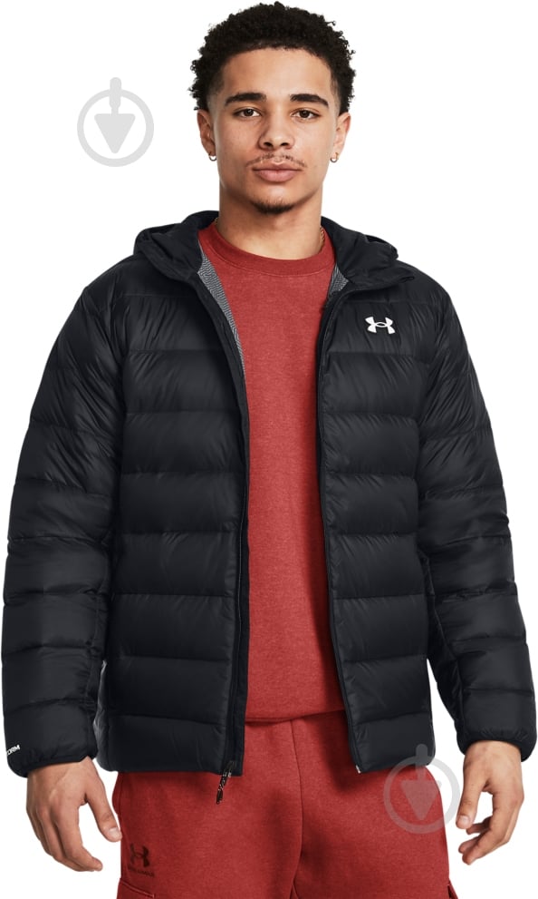 Пуховик чоловічий зимовий Under Armour LEGEND DOWN HOODED JACKET 1385837-001 р.L чорний - фото 1