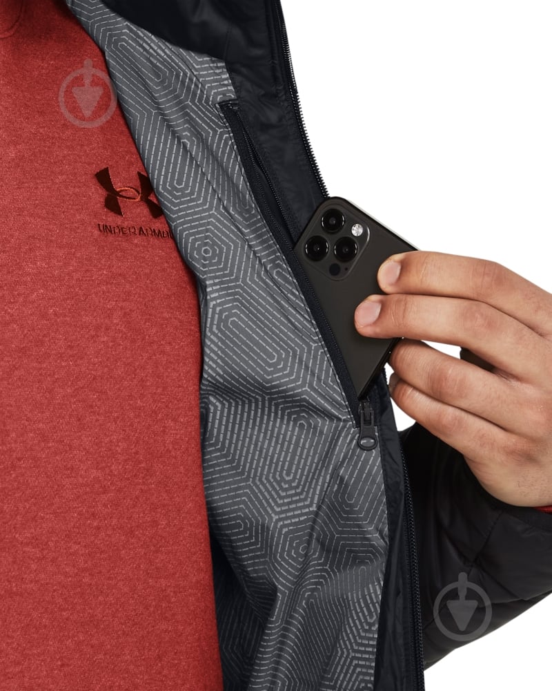 Пуховик чоловічий зимовий Under Armour LEGEND DOWN HOODED JACKET 1385837-001 р.L чорний - фото 3