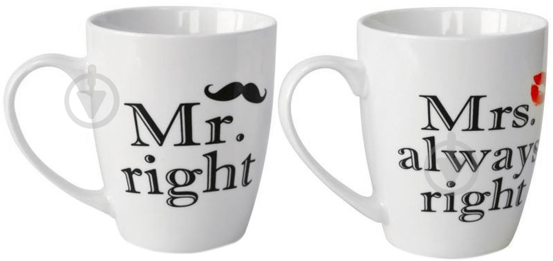 Набор чашек Keramia Mr.right & Mrs.always right 360 мл 2 шт. 21-272-053 - фото 1