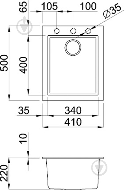 Мийка для кухні ELLECI Q 100 on top Aluminium 79 - фото 2