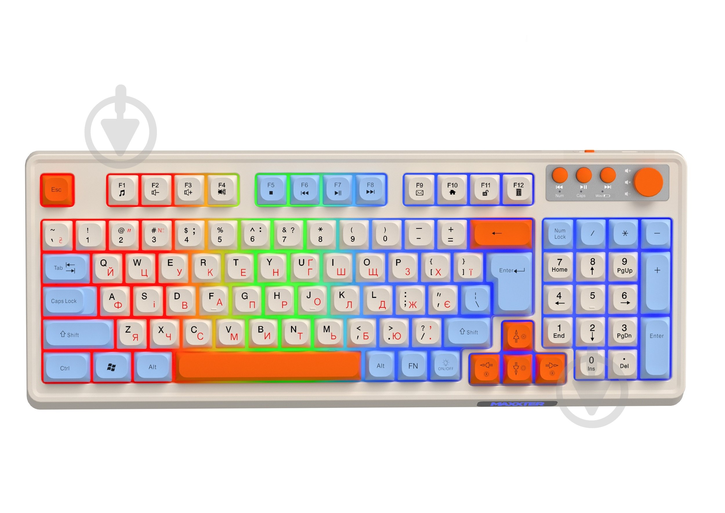 Клавіатура бездротова Maxxter (KBGW-3C01-UA) LED підсвічування white - фото 1