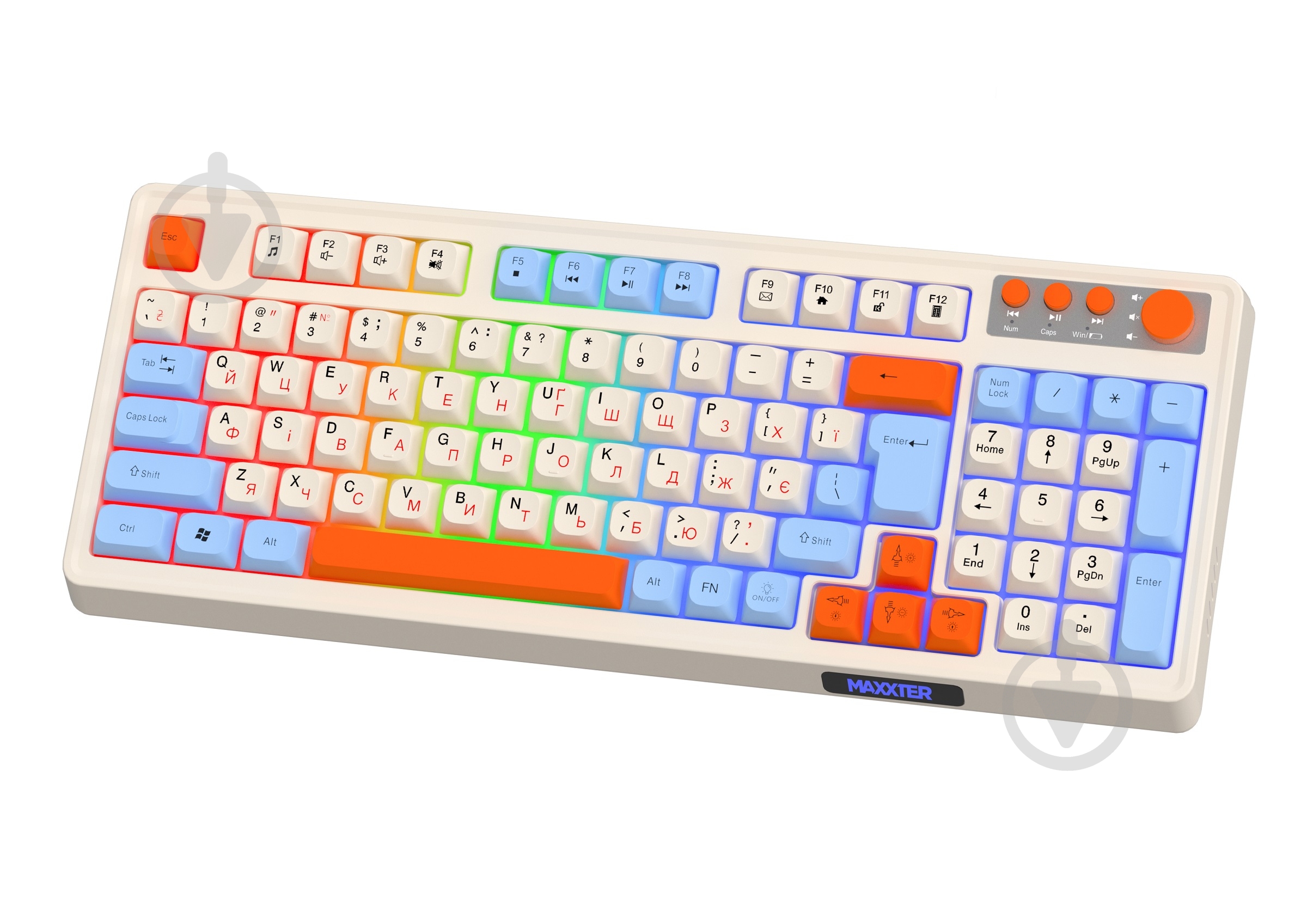 Клавіатура бездротова Maxxter (KBGW-3C01-UA) LED підсвічування white - фото 2