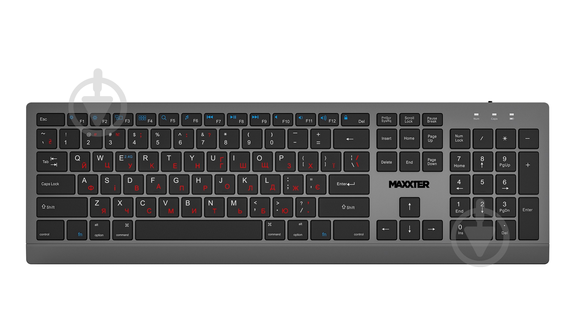 Клавіатура бездротова Maxxter (KBW-01G-UA) з акумулятором, безшумна grey - фото 1