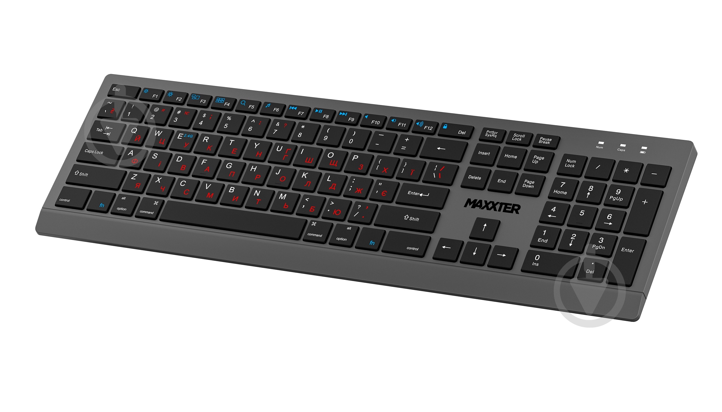 Клавіатура бездротова Maxxter (KBW-01G-UA) з акумулятором, безшумна grey - фото 2