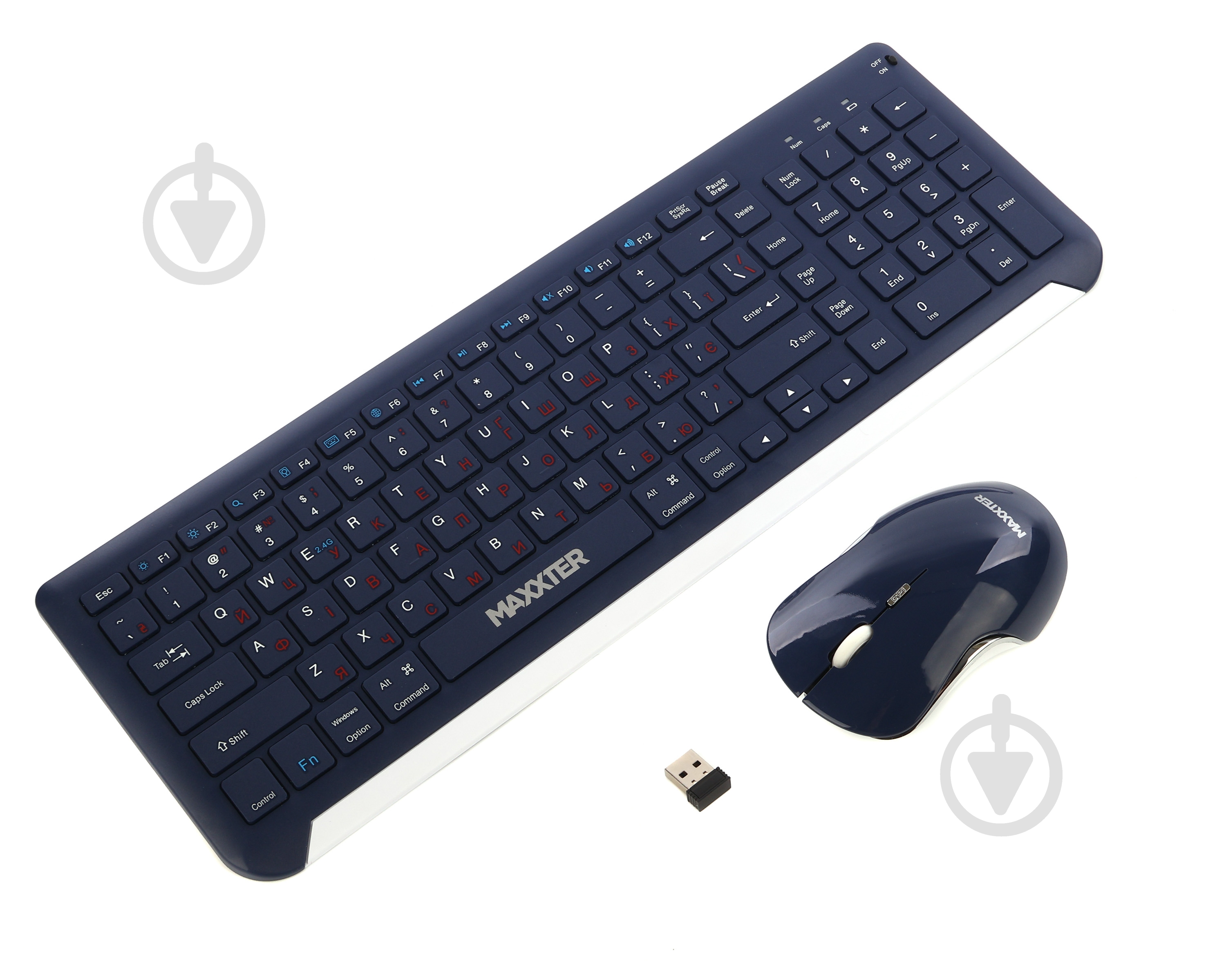 Комплект клавіатура та миша Maxxter (KMS-WCM-01BL-UA) з акумуляторами, безшумний blue - фото 2