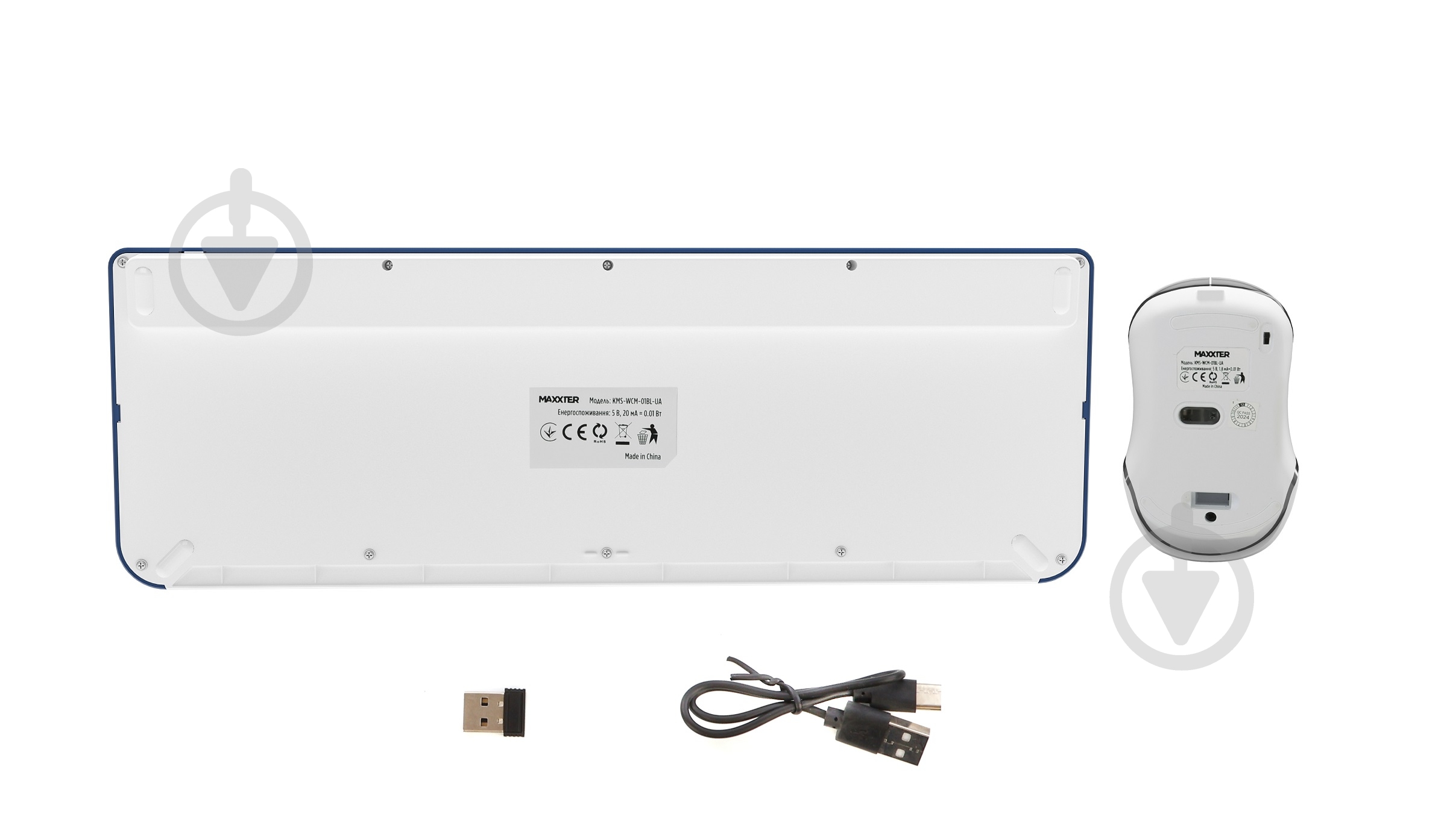 Комплект клавіатура та миша Maxxter (KMS-WCM-01BL-UA) з акумуляторами, безшумний blue - фото 4
