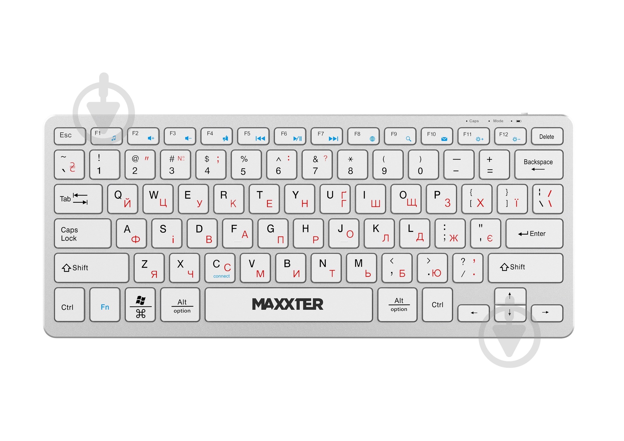 Клавіатура Maxxter (KBW-C01S-UA) з акумулятором, безшумна white - фото 1