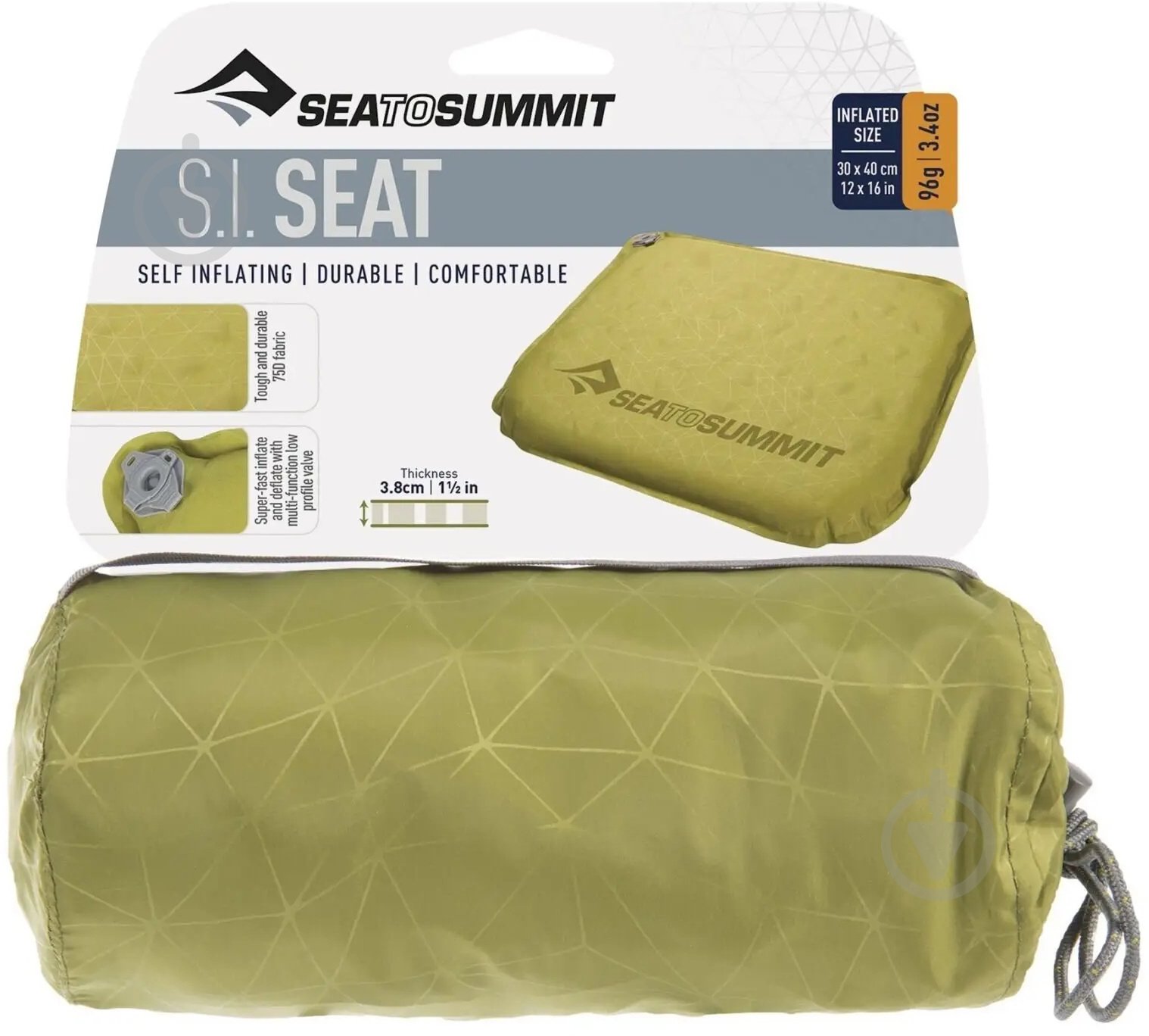 Килимок-сидіння Sea To Summit Self Inflating Delta V Seat AMSIDS 40x30 см оливковий - фото 2