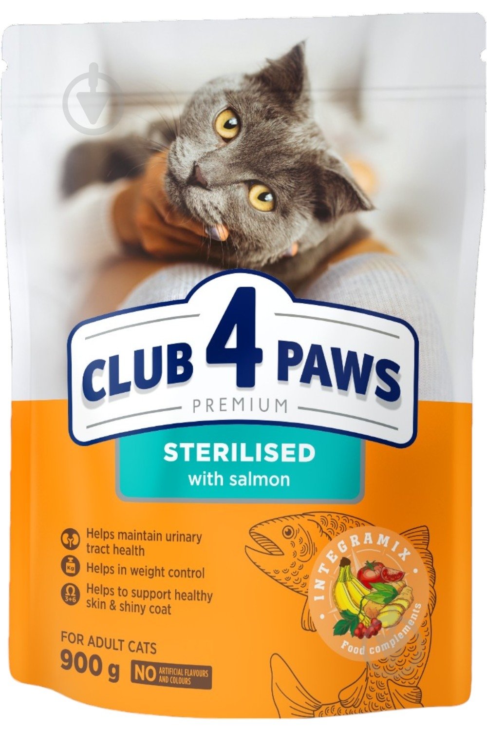 Корм сухой Для стерилизованих котов Club 4 Paws премиум с лососем (4820269144804) 900 г - фото 1 Корм сухой Для стерилизованих котов Club 4 Paws премиум с лососем (4820269144804) 900 г - фото 1