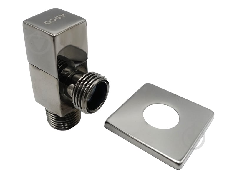 Кран угловой ASCO 1/2"х1/2" для сантехприборов Shinny Gun Grey AS-AV-015 - фото 1