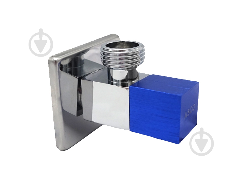 Кран угловой ASCO 1/2"х1/2" для сантехприборов Chrome-Blue handle AS-AV-005 - фото 2 Кран угловой ASCO 1/2"х1/2" для сантехприборов Chrome-Blue handle AS-AV-005 - фото 2