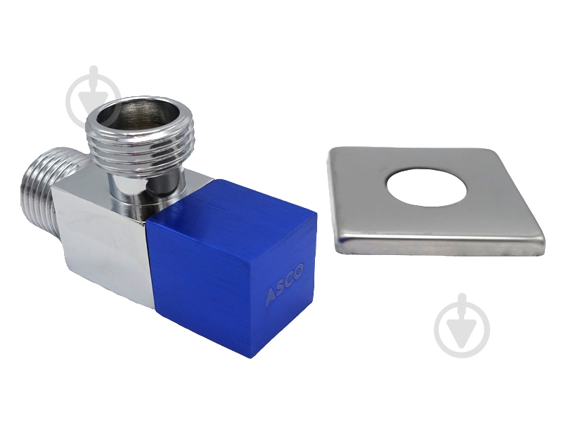 Кран угловой ASCO 1/2"х1/2" для сантехприборов Chrome-Blue handle AS-AV-005 - фото 3 Кран угловой ASCO 1/2"х1/2" для сантехприборов Chrome-Blue handle AS-AV-005 - фото 3