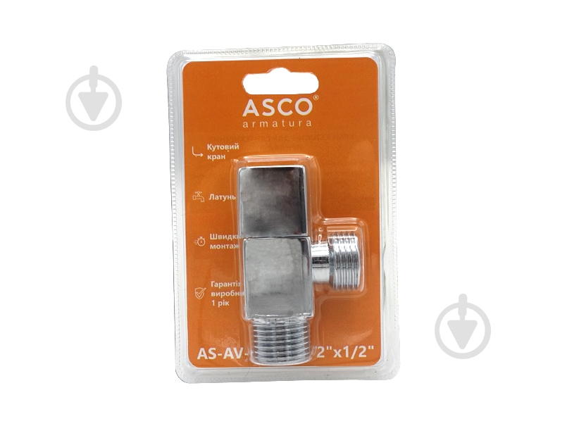 Кран угловой ASCO 1/2"х1/2" для сантехприборов Chrome AS-AV-011 - фото 4 Кран угловой ASCO 1/2"х1/2" для сантехприборов Chrome AS-AV-011 - фото 4