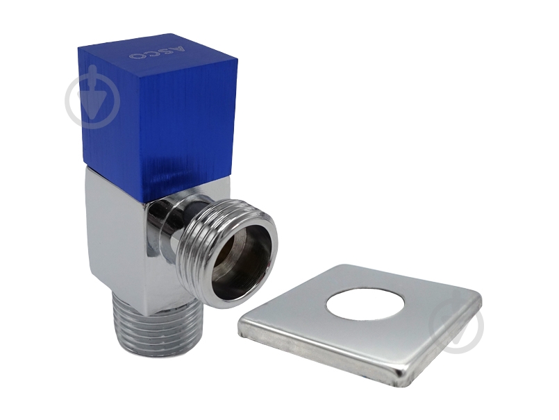 Кран угловой ASCO 1/2"х3/4" для сантехприборов Chrome-Blue handle AS-AV-006 - фото 1