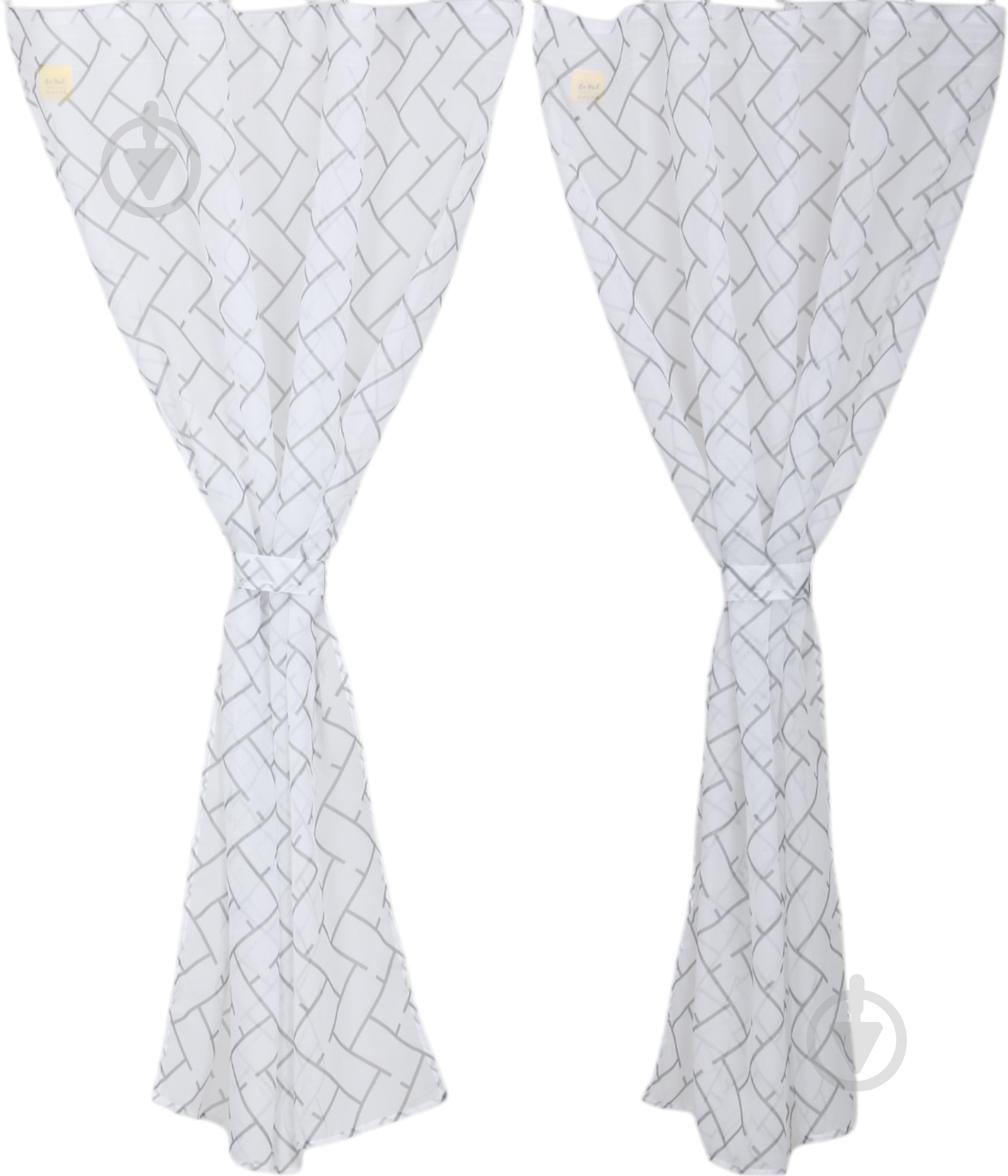 Тюль кухонна Tiles 2 шт. з прихватами білий 140х160 см La Nuit - фото 2