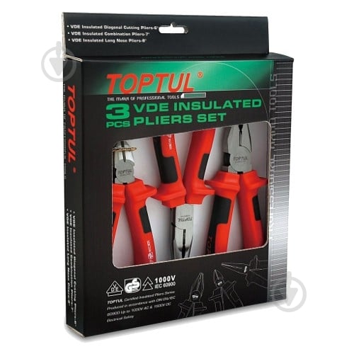 Пассатижи Toptul 1000V 3 шт. GAAE0301 - фото 1