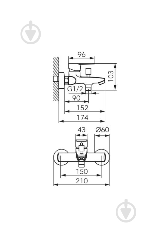 Змішувач для ванни/душу Ferro RENNTO хром - фото 2