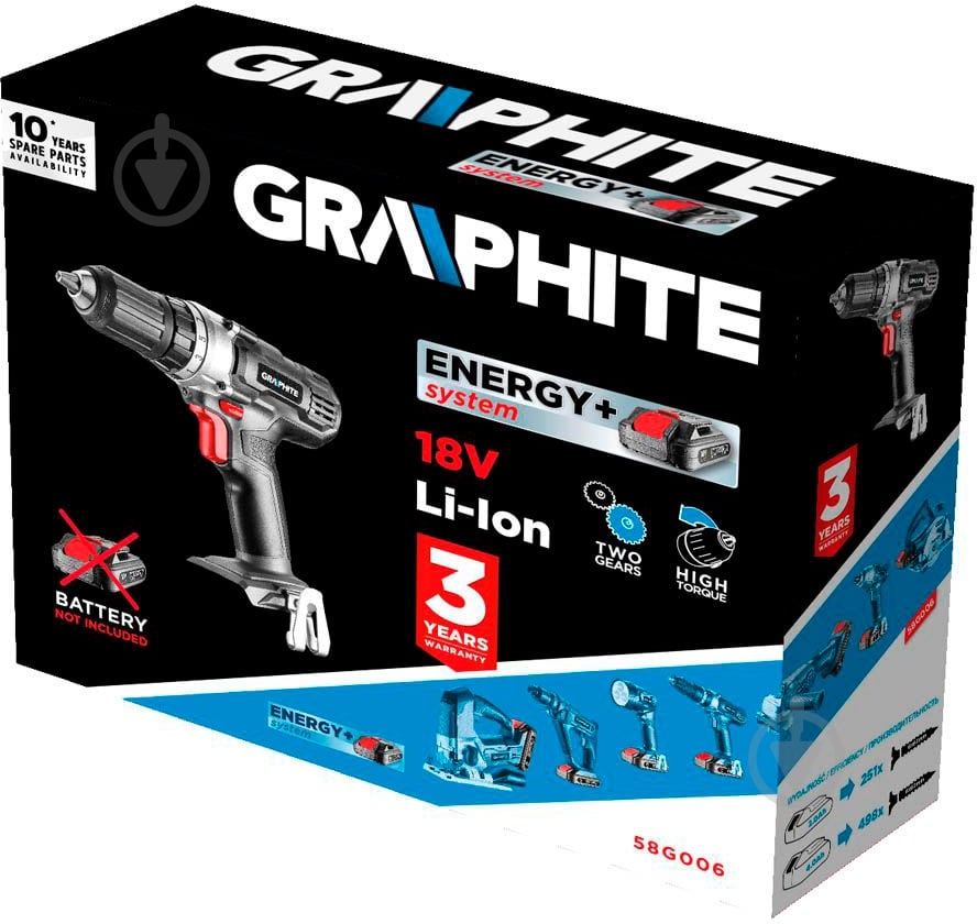 Шуруповерт аккумуляторный GRAPHITE Energy+ 58G006 - фото 4