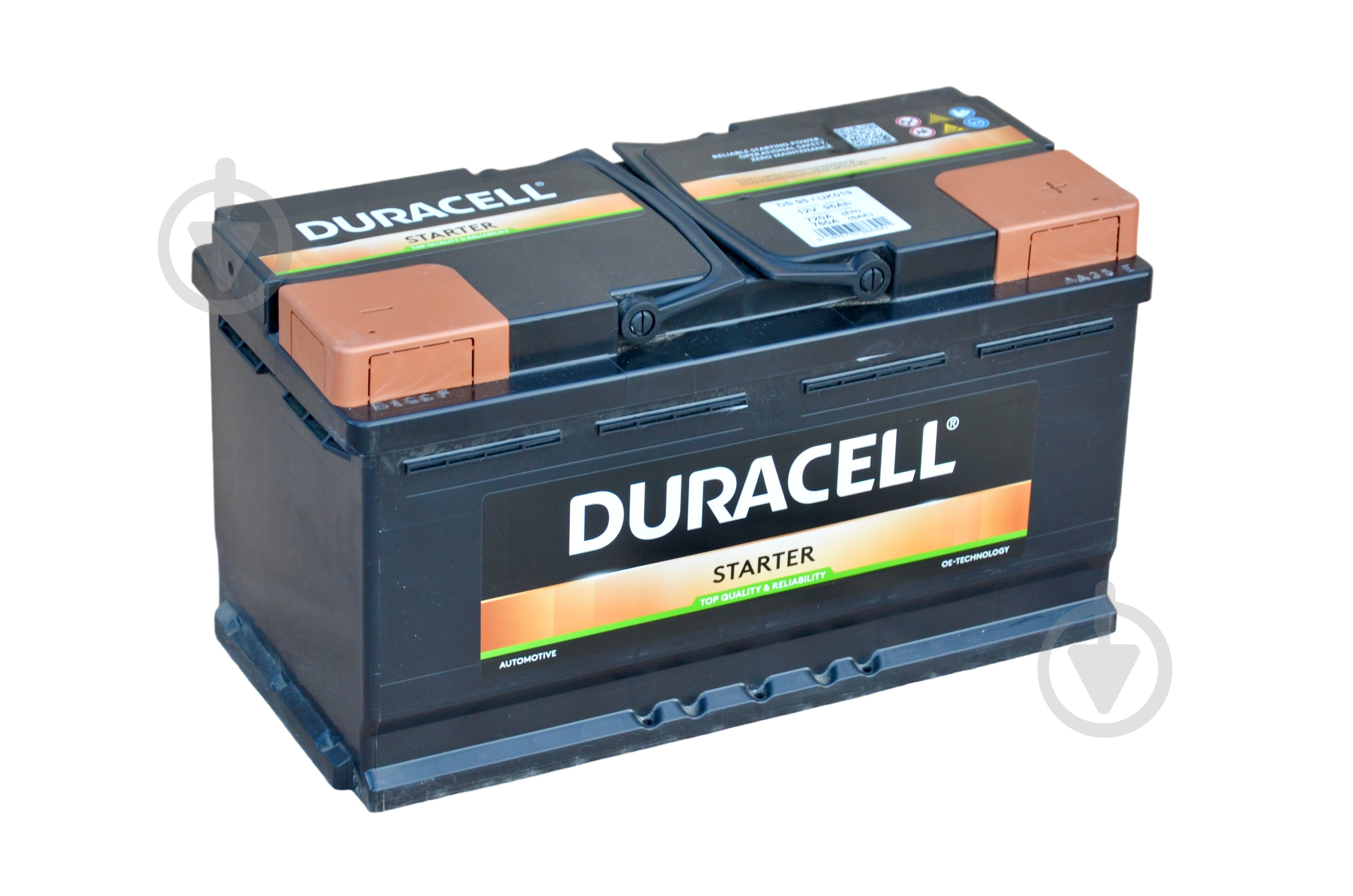 Аккумулятор автомобильный Duracell 95Ah 720A 12V «+» справа - фото 1