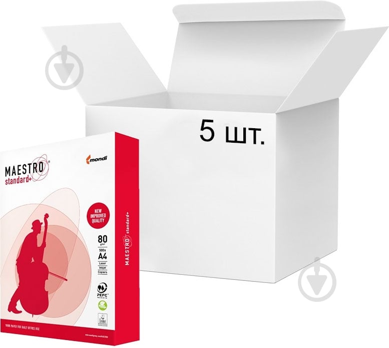 Бумага офисная Maestro Standart+ 5 упаковок A4 80 г/м белый 500 листов - фото 1 Бумага офисная Maestro Standart+ 5 упаковок A4 80 г/м белый 500 листов - фото 1