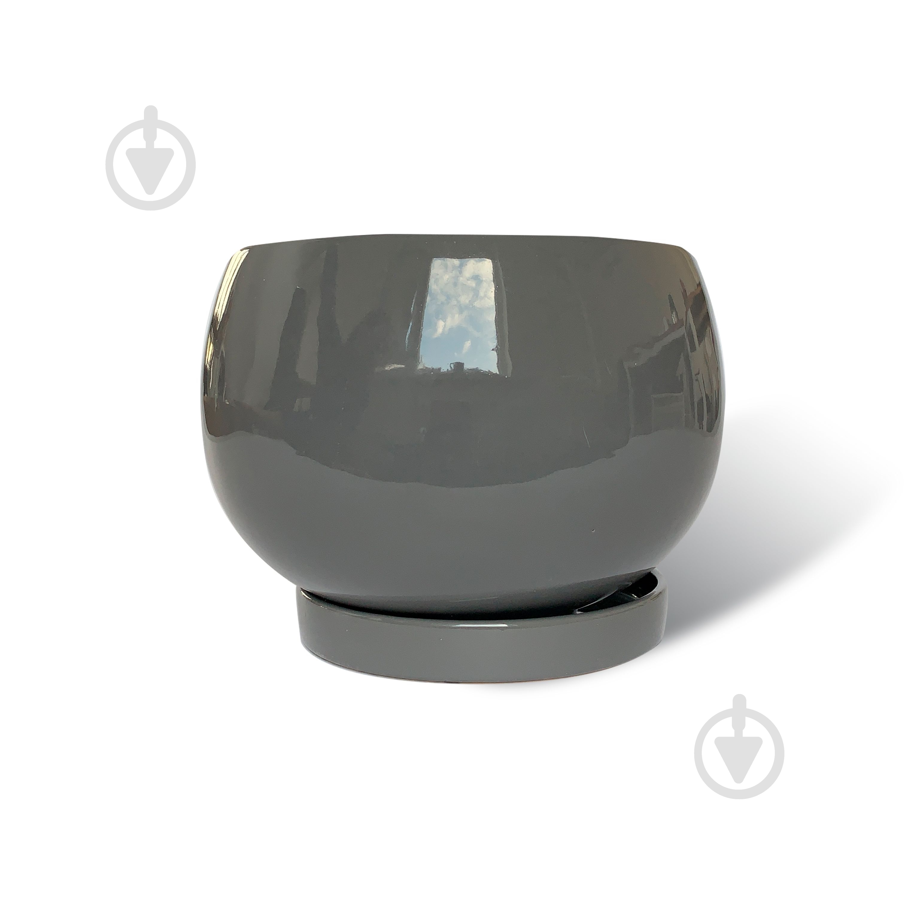 Горшок керамический Rezon круглый 2,8 л серый - фото 1 Горшок керамический Rezon круглый 2,8 л серый - фото 1