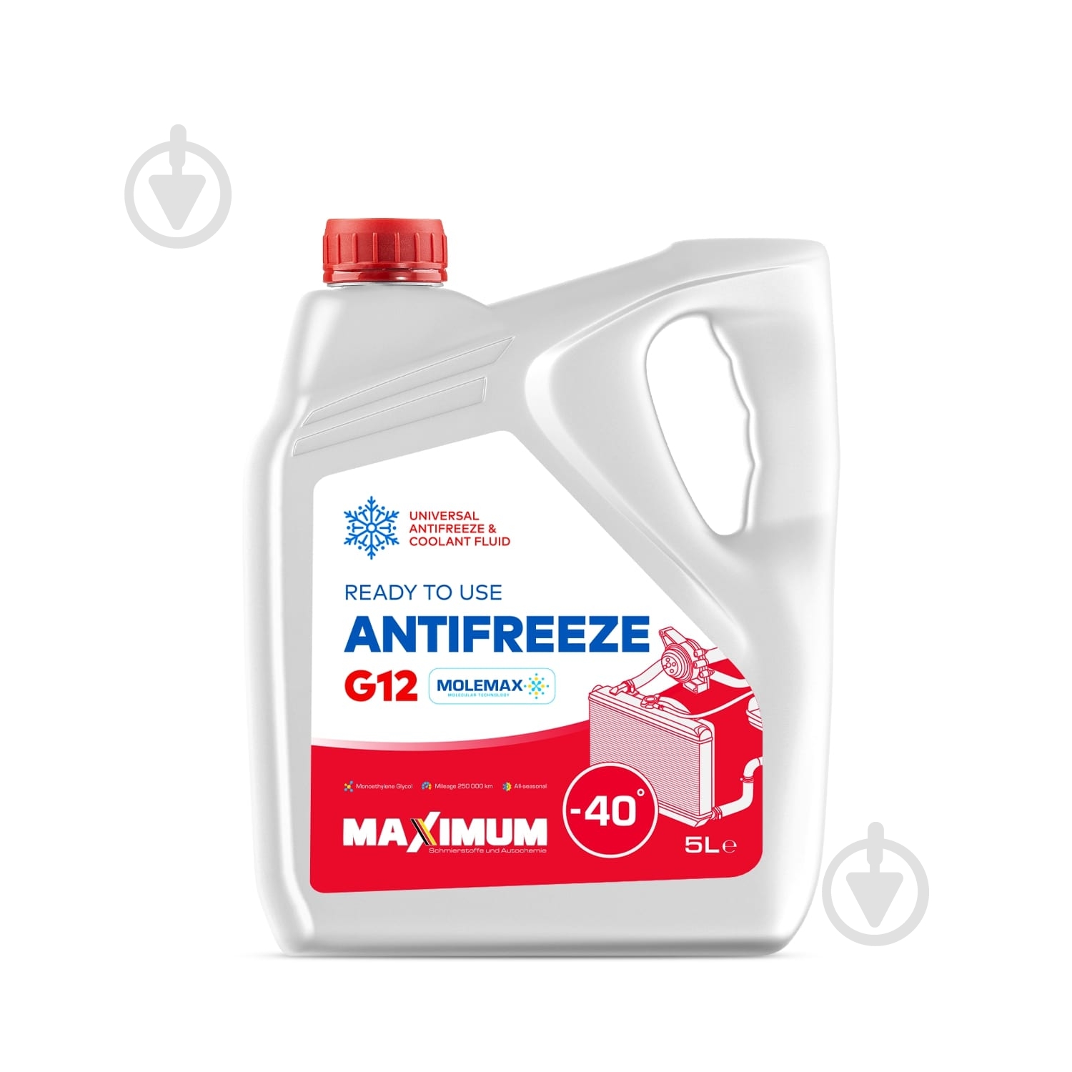 Антифриз Maximum G12 от -40 до +110 готовый 5 л 4,6 кг красный (СТ-00146158) - фото 1 Антифриз Maximum G12 от -40 до +110 готовый 5 л 4,6 кг красный (СТ-00146158) - фото 1