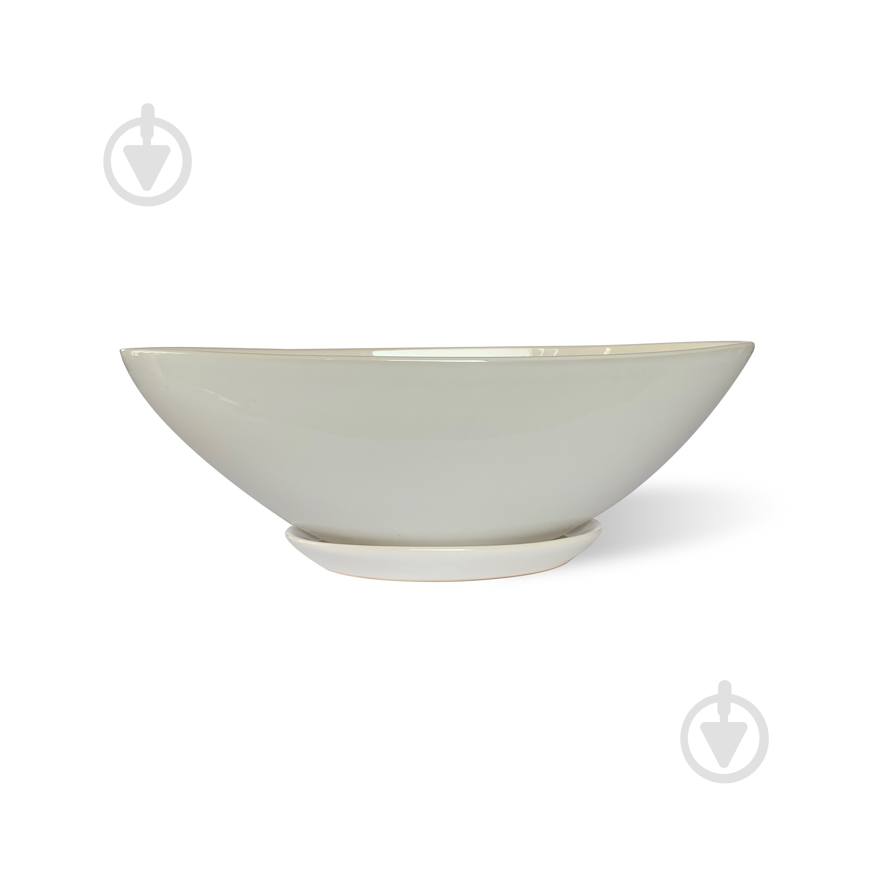 Горшок керамический Rezon Челнок овальный 0,7 л белый - фото 1