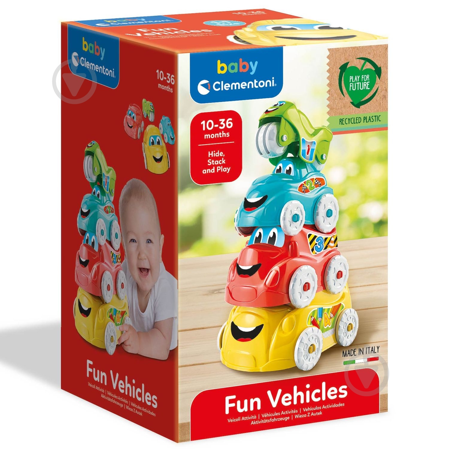 Игрушка-пирамидка Clementoni Fun Vehicles 17111 - фото 3 Игрушка-пирамидка Clementoni Fun Vehicles 17111 - фото 3