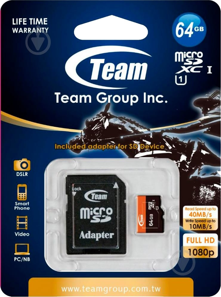 Карта памяти Team Group microSD 64 ГБ Class 10 (TUSDX64GUHS03) +SD adapter - фото 3