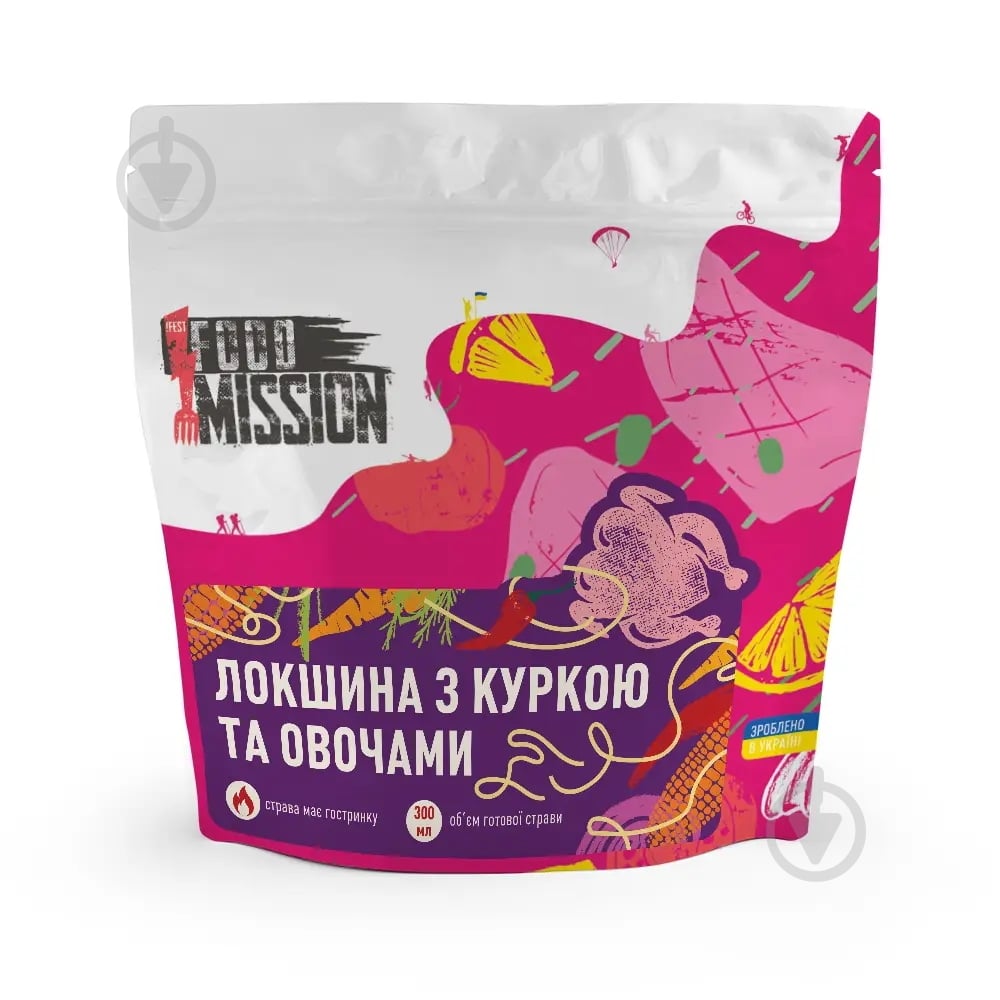 Лапша !FEST FOOD MISSION с курицей и овощами, металлизированный дой-пак - фото 1