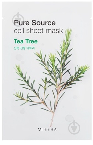 Маска MISSHA Pure Source Cell Sheet Mask Tea Tree тканевая 21 г - фото 1