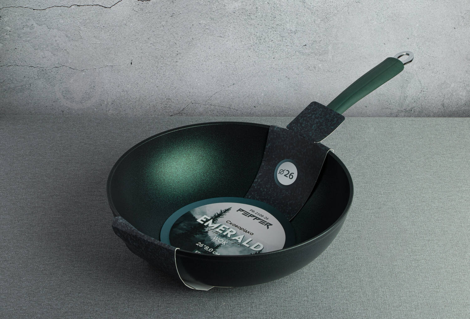 Сковорода wok Pepper Emerald 30x9 cм Titanium Pro - фото 2