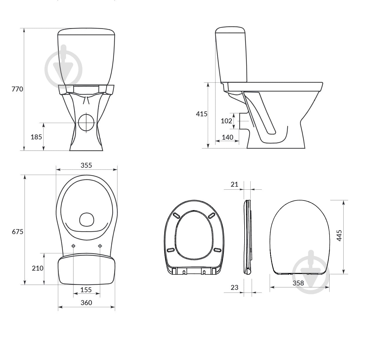 Унитаз-компакт Cersanit MITO полубезободочный Cersania SIMPLEON 011 K119-003 - фото 4